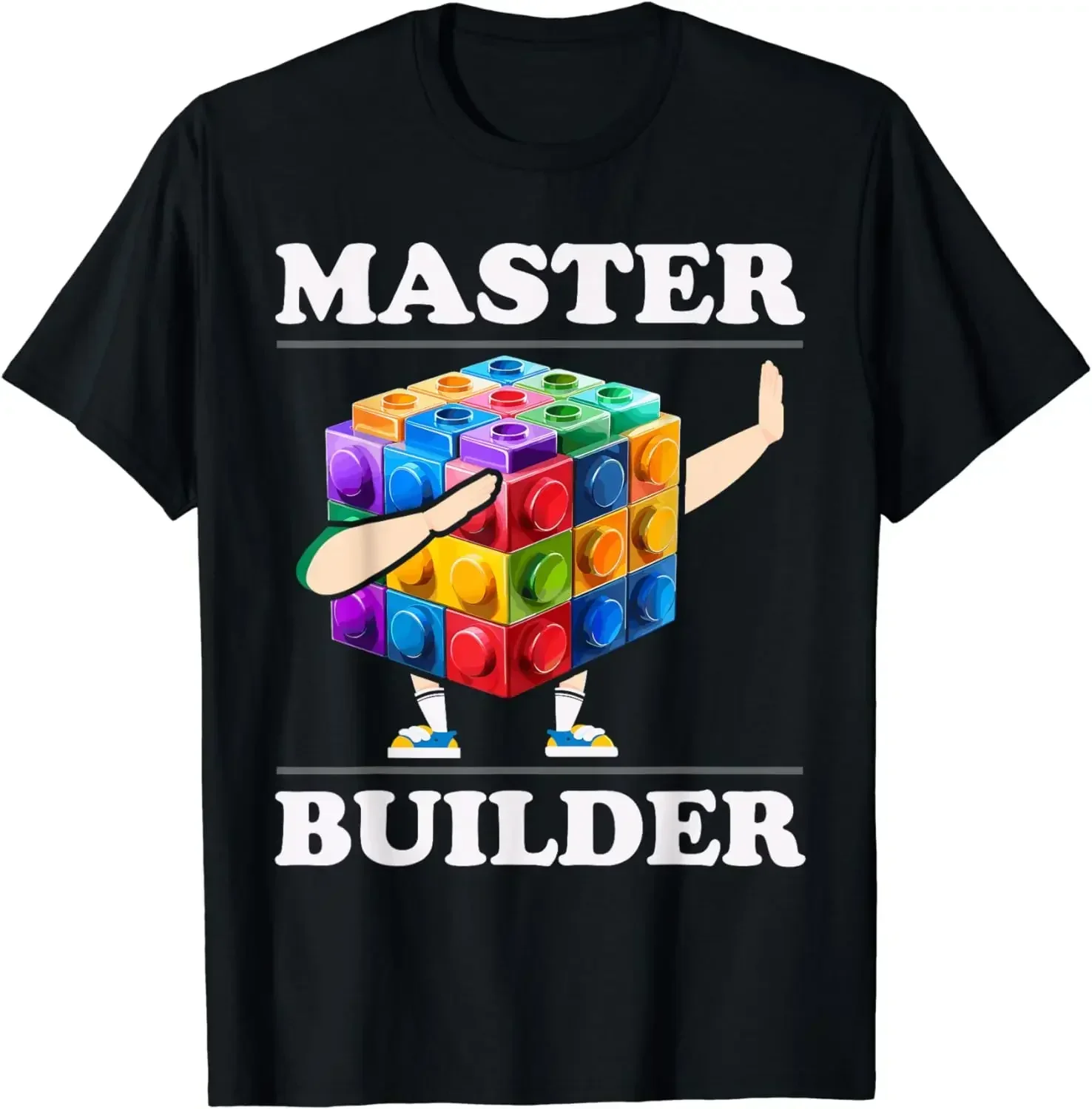 T-Shirt Street Casual FunnyT-shirts Men Clothing Tops Tees Master Builder Bricks Blocks Play Toys harajuku men clothing FUNNY