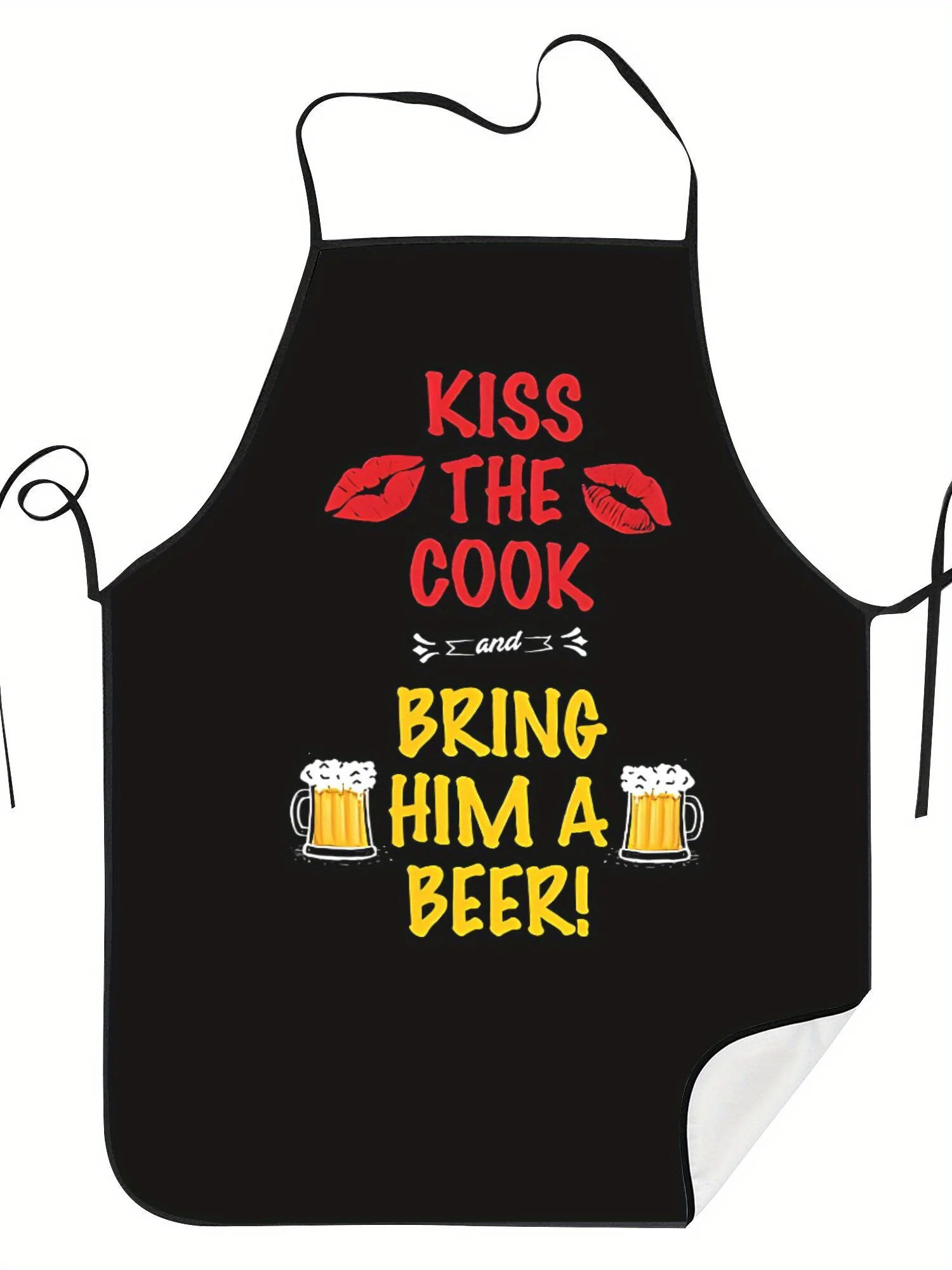 Kiss The Cook And Bring Him A Beer Apron Funny Cook Restaurant Printed