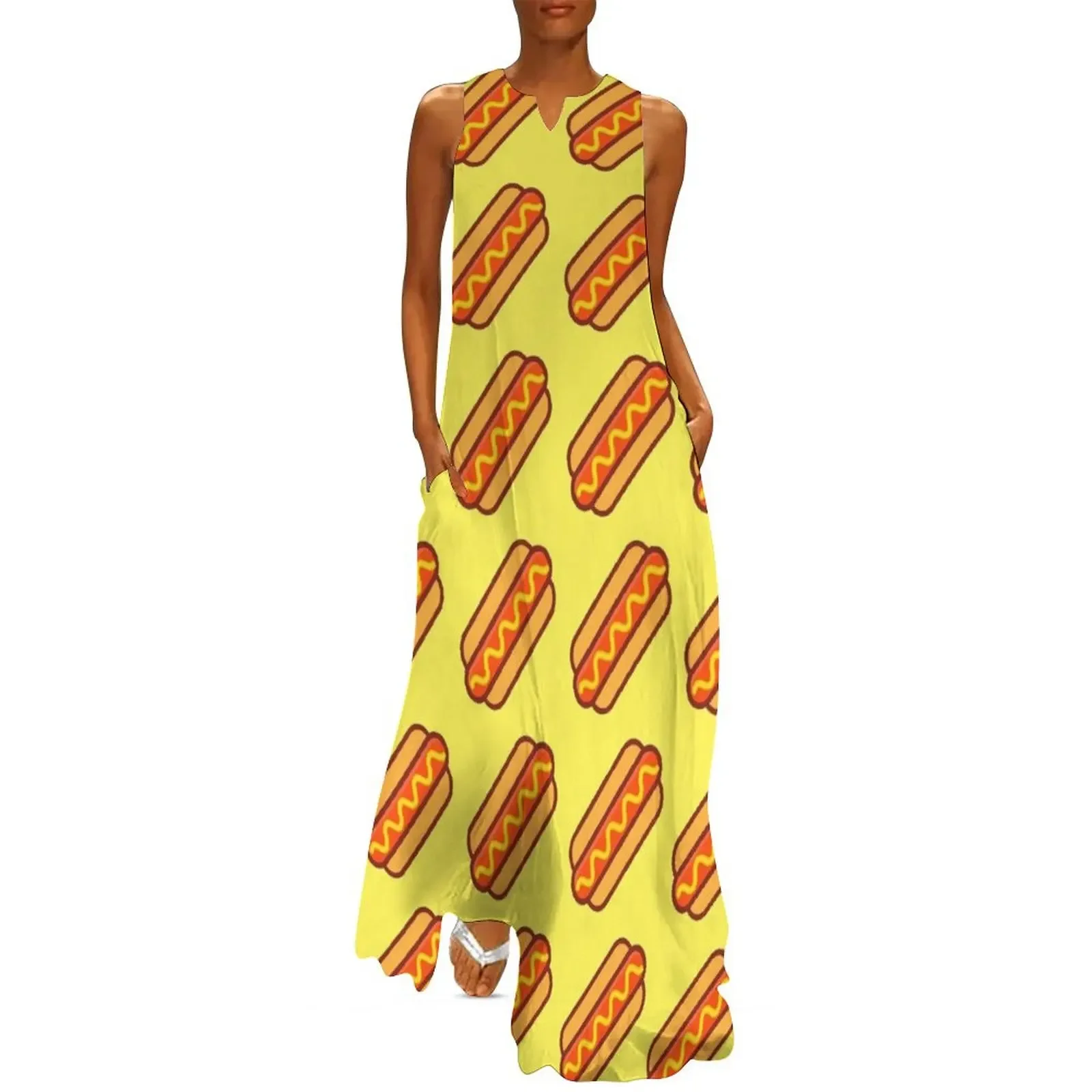 

Hot Dog Pattern Long Dress Woman clothes women's dresses luxury elegant women's dresses for wedding Cocktail of dresses Dress