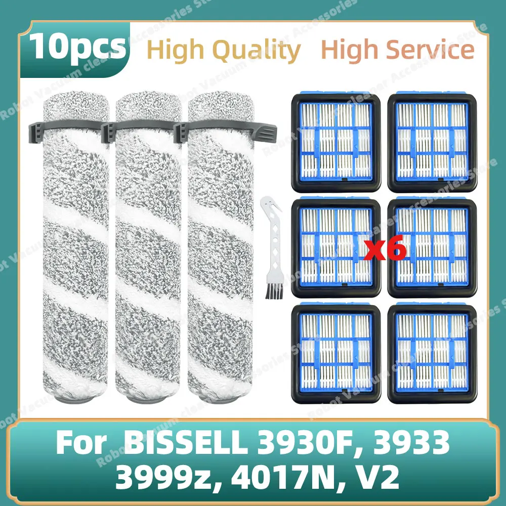 Compatible For ( BISSELL 3930F, 3933, 3999Z, 4017N, V2 ) Parts Crosswave Omniforce Edge Wet Dry Cleaner Roller Brush Filter