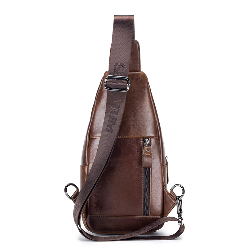 SCHLATUM 100% Cowhide Leather Casual Fashion Crossbody Chest Bag Men's Genuine Leather Shoulder Multifunctional Mobile Phone Bag