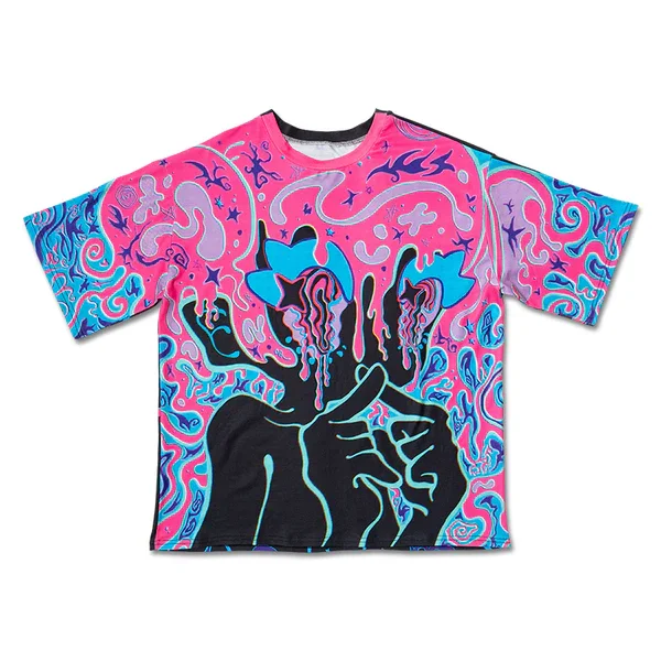 Adult and Children Cyber Sweet Cool 3D Print Harajuku Style Y2K Short Sleeve Acid Design Psychedelic Casual Sports T-Shirt