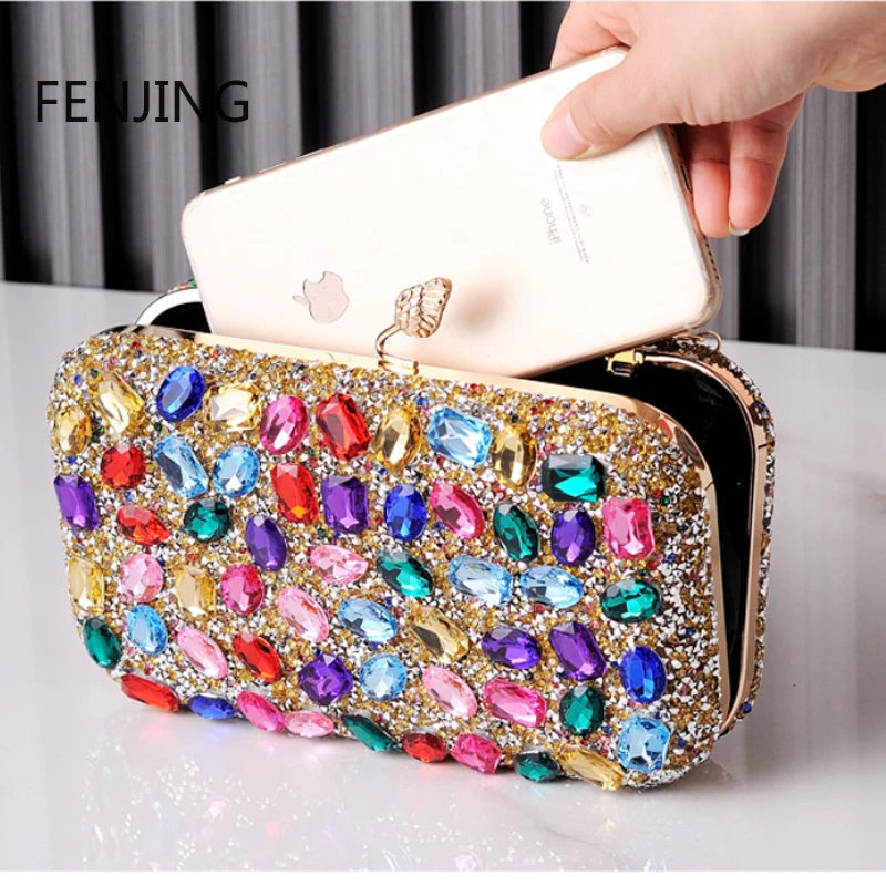 Colorful Rhinestone Clutches for Women Party Wedding Purses Luxury Designer Crossbody Bag 2024 Handbags Diamond Clutch Evening