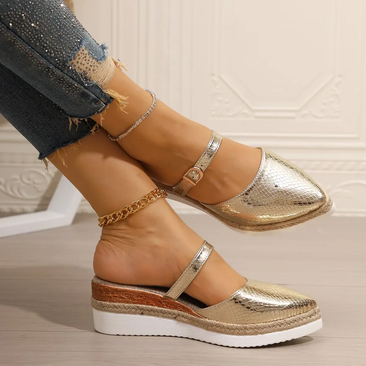 Women Closed Toe Wedge Sandals Summer New Gladiator Fashion Shoes Woman Espadrilles Platform Sandals Women Sandalias De Mujer