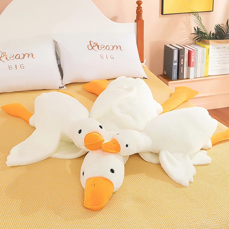 50-90cm Big White Goose Plush Toys Big Duck Doll Soft Stuffed Animal Sleeping Pillow Cushion Christmas Gifts for Kids and Girls