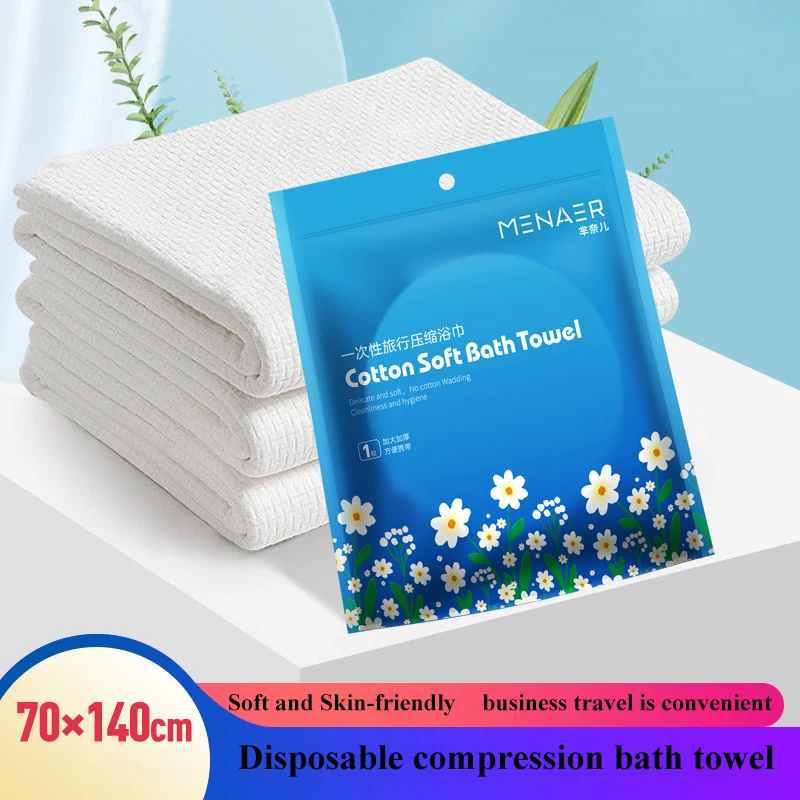 6Pcs Portable Cotton Disposable Compressed Bath Towel 70x140CM For Hiking Camping Beach Swimming Traveling Hotel Salon