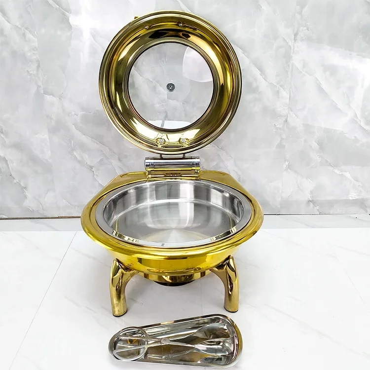Commercial Stainless Steel Chafing Dish with Modern Glass Lid for Buffet Catering for Hotel Restaurant Serving Equipment Food