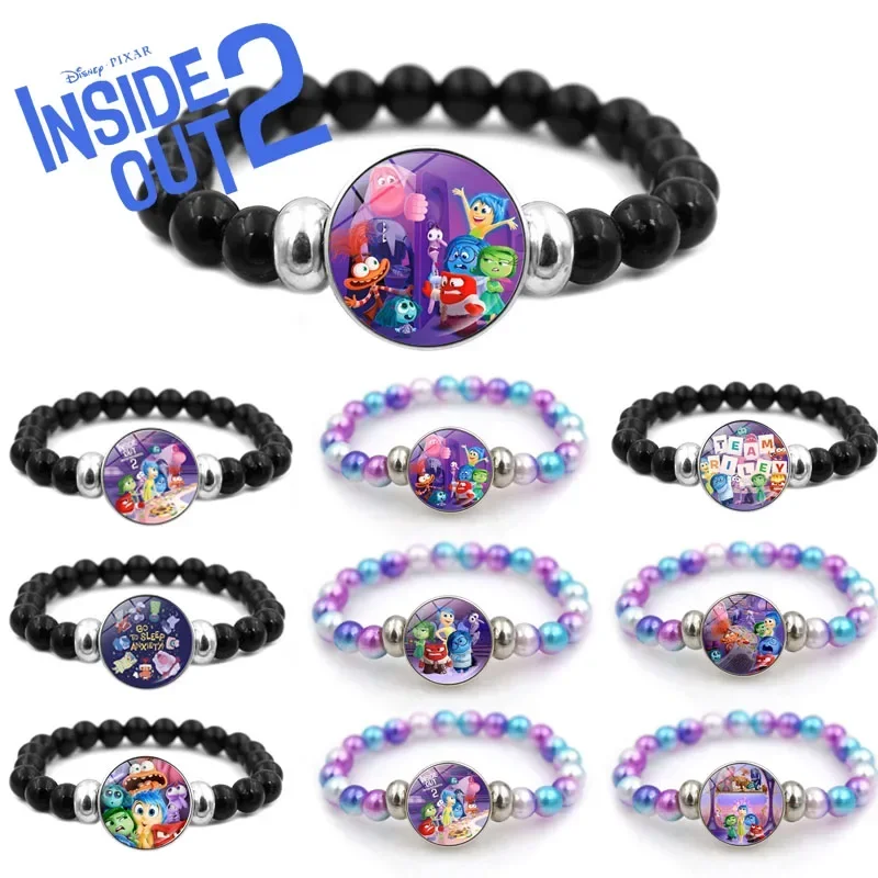 Disney Inside Out 2 Joy Sadness Anger Disgust Cartoon Figure Beaded Bracelet Girls Cute Accessories Children Toys Jewelry Gifts