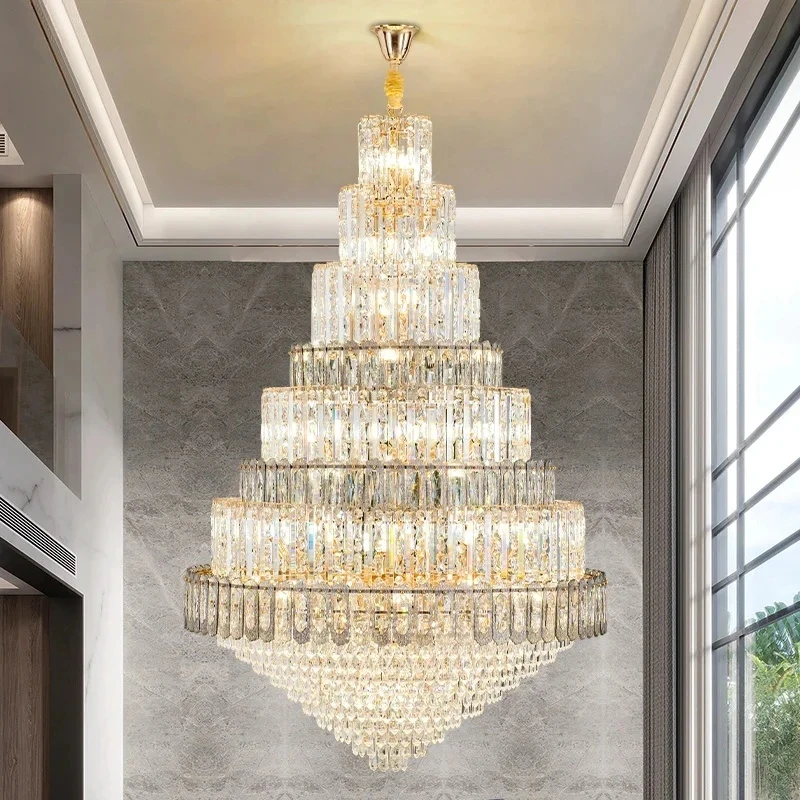 Light Luxury Villa Hollow Duplex Large Chandelier Crystal Hall Creative Staircase Ostmodern Living Room Hotel Lobby Light Hot