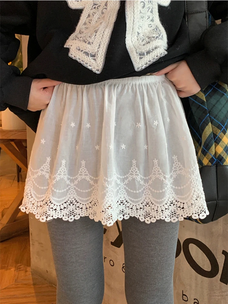 

Ele Lace Embroidery f Skirt Women's Base Layer A-Line ort Skirt Korean Sle Commute Spring Autumn New Arrival