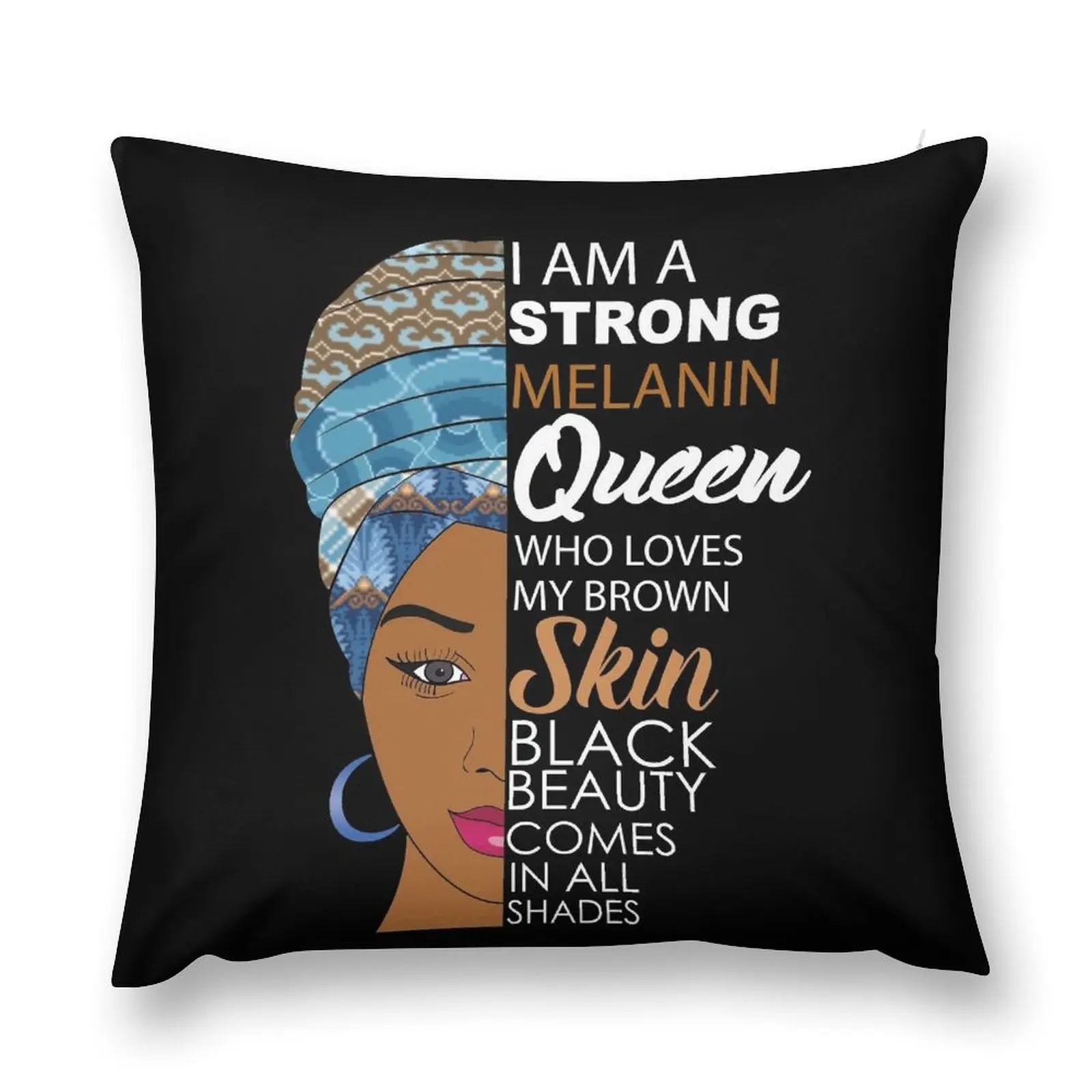 

Strong Black Melanin Queen Throw Pillow Cushion Cover Set Cushions Christmas Pillow Covers pillow