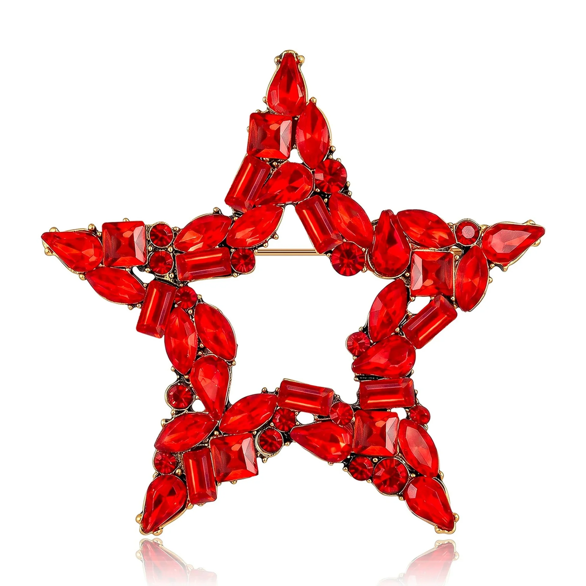 1 Piece of Personalized Five-Pointed Star Brooch with Colorful Rhinestones, Hollow Star Pin, Fashionable Lapel Pin