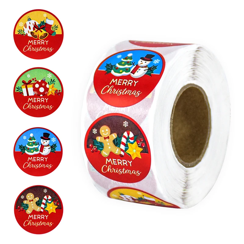 500Pcs Christmas Stickers Roll Santa Claus Snowman Gift Packaging Seal Label Sticker For Xmas Party Decor Navidad New Year Gifts