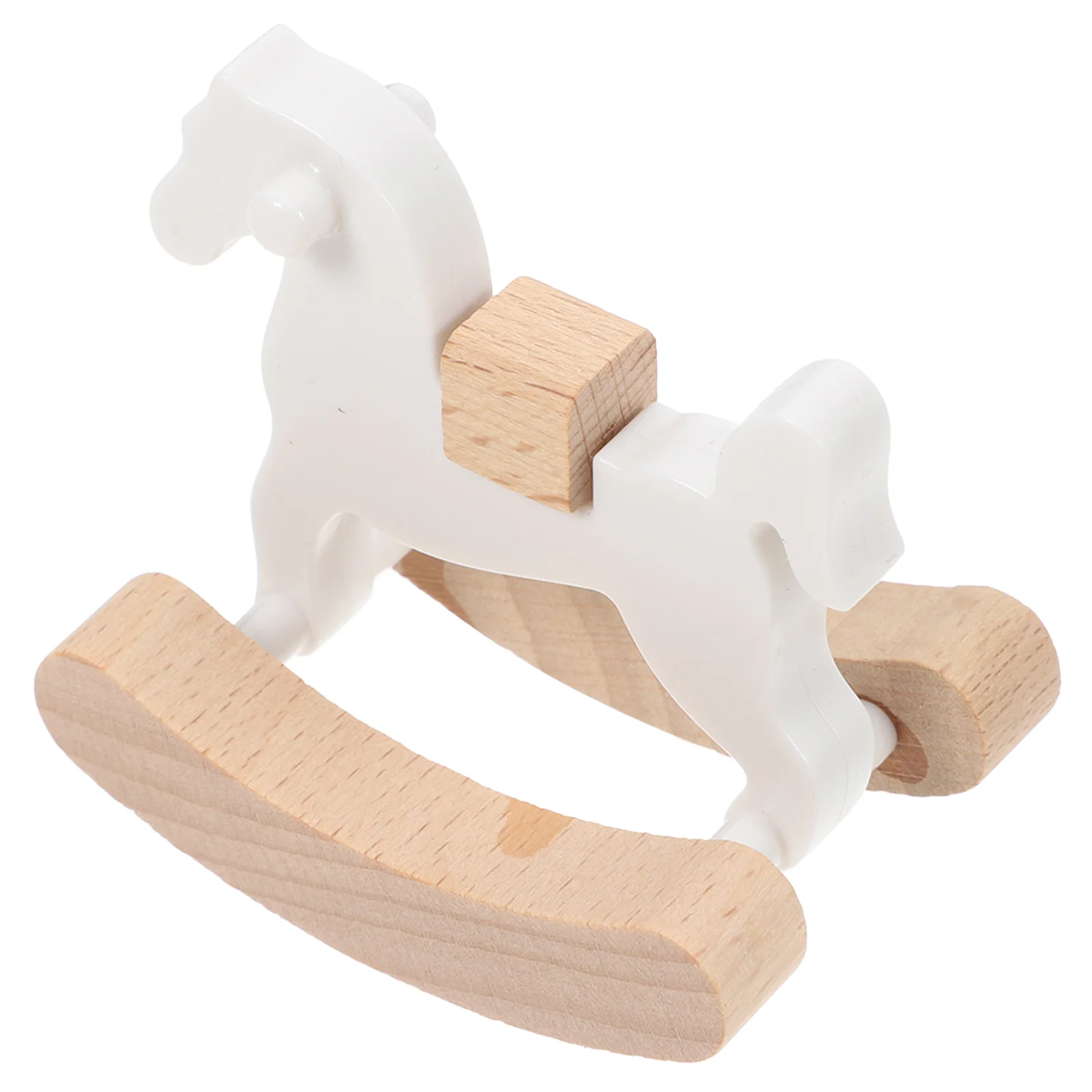 

Small Wooden Horse Miniatures Rocking Figurines Furniture Wood Pp House Model