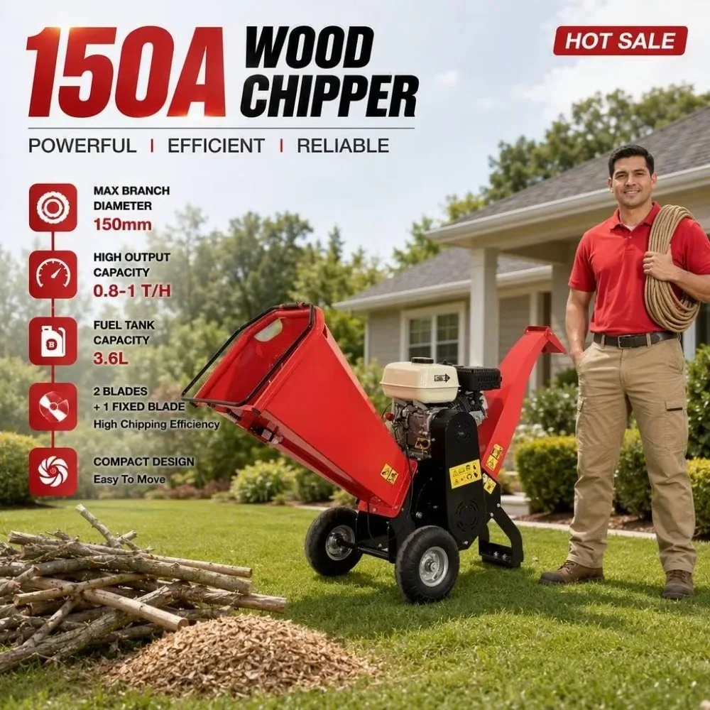 Brand New Compact Portable Wood Shredder 150A Electric Motor Branch Shredder for Home Garden Landscaping Fast Shipping