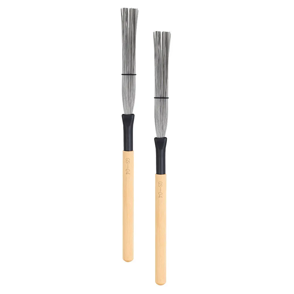 

2Pcs Drum Brush Handle Wooden Steel Wire Brush Set Jazz Drum Special Professional Percussion Accessory Spring Back Natural Sound