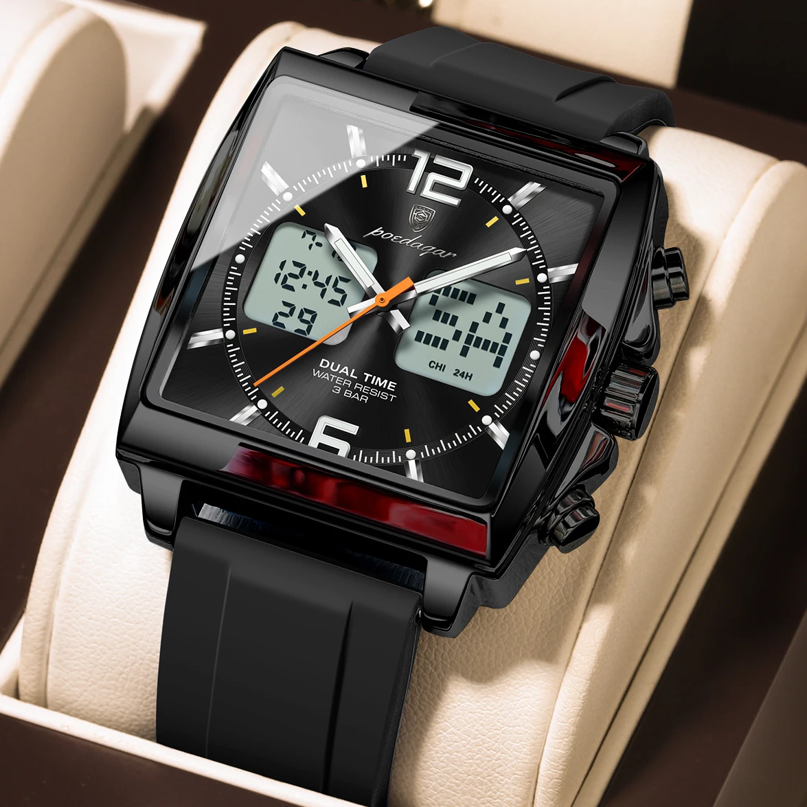 Men's Electronic Square LED Alarm Chronograph Watch
