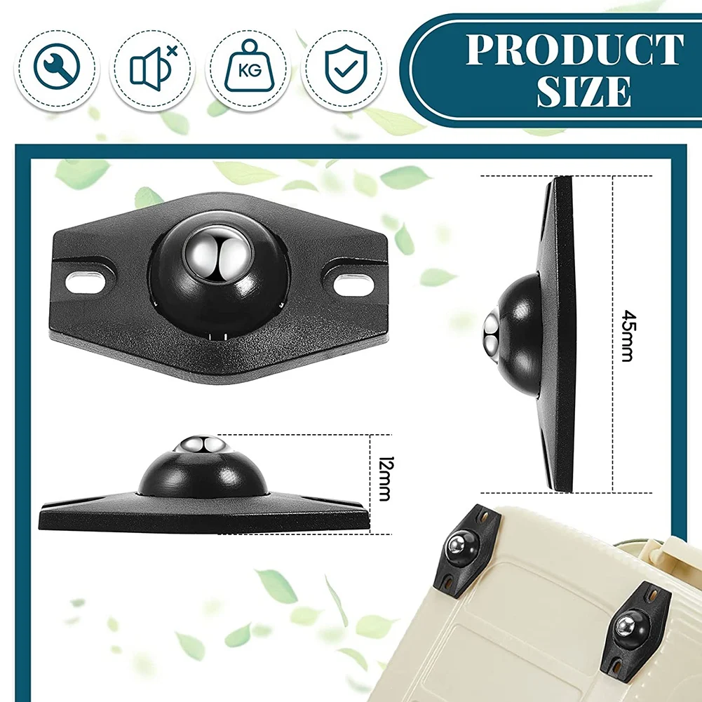 SLQZT Ruote girevoli autoadesive da 8 pezzi Mini ruote girevoli Puleggia adesiva con rotazione di 360 gradi con cuscinetti a sfera (Nero)