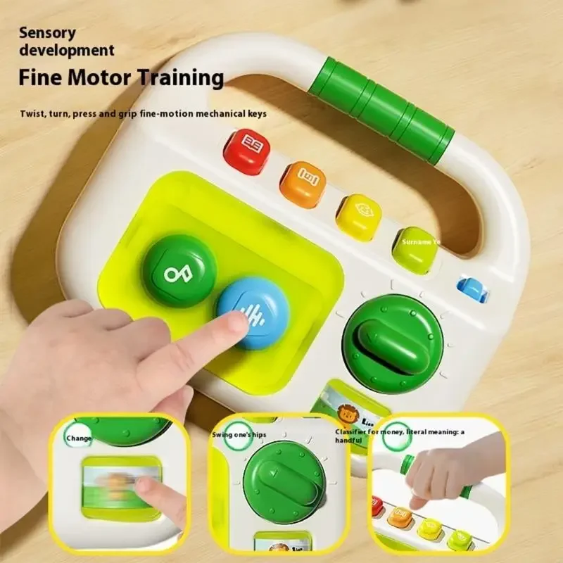 جهاز راديو محمول للأطفال مزود بإضاءة صوتية تفاعلية وآمنة ومشغل موسيقى وراديو وجهاز تطوير اللغة للتعلم المبكر 15UB