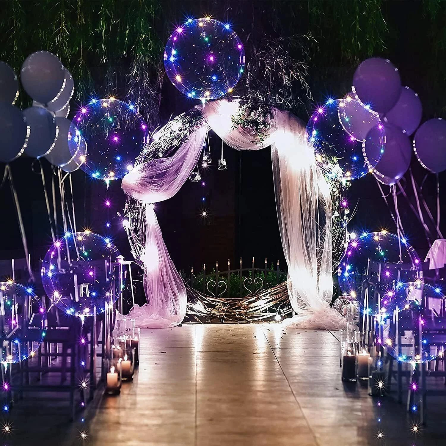 6/10 Stück leuchtende LED-Luftballons mit farbiger Lichterkette (ohne Batterie) für Geburtstag, Hochzeit, Party, Jubiläumsdekoration