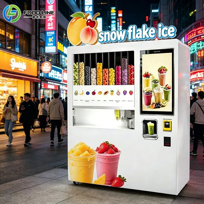 Fully Automatic Slush Vending Machine QR Code Coin Operated Smart Self Service Ice Drink Maker Custom