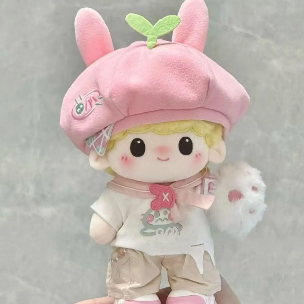 20cm Cotton Doll Clothes Furry Peach Hat Clothes Pajamas Set Cute Dress up Toys Universal Fit for Non-Attribute Dolls