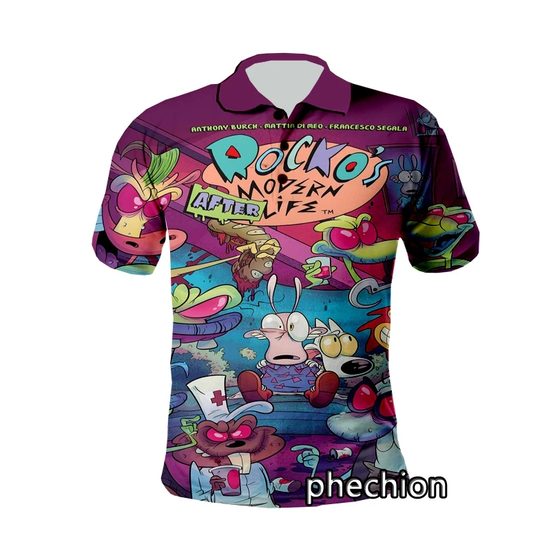 phechion Rocko's Modern Life 3D Printed New Fashion Sport Polo Shirt Harajuku Streetwear Casual Tops Fitness Unisex M21