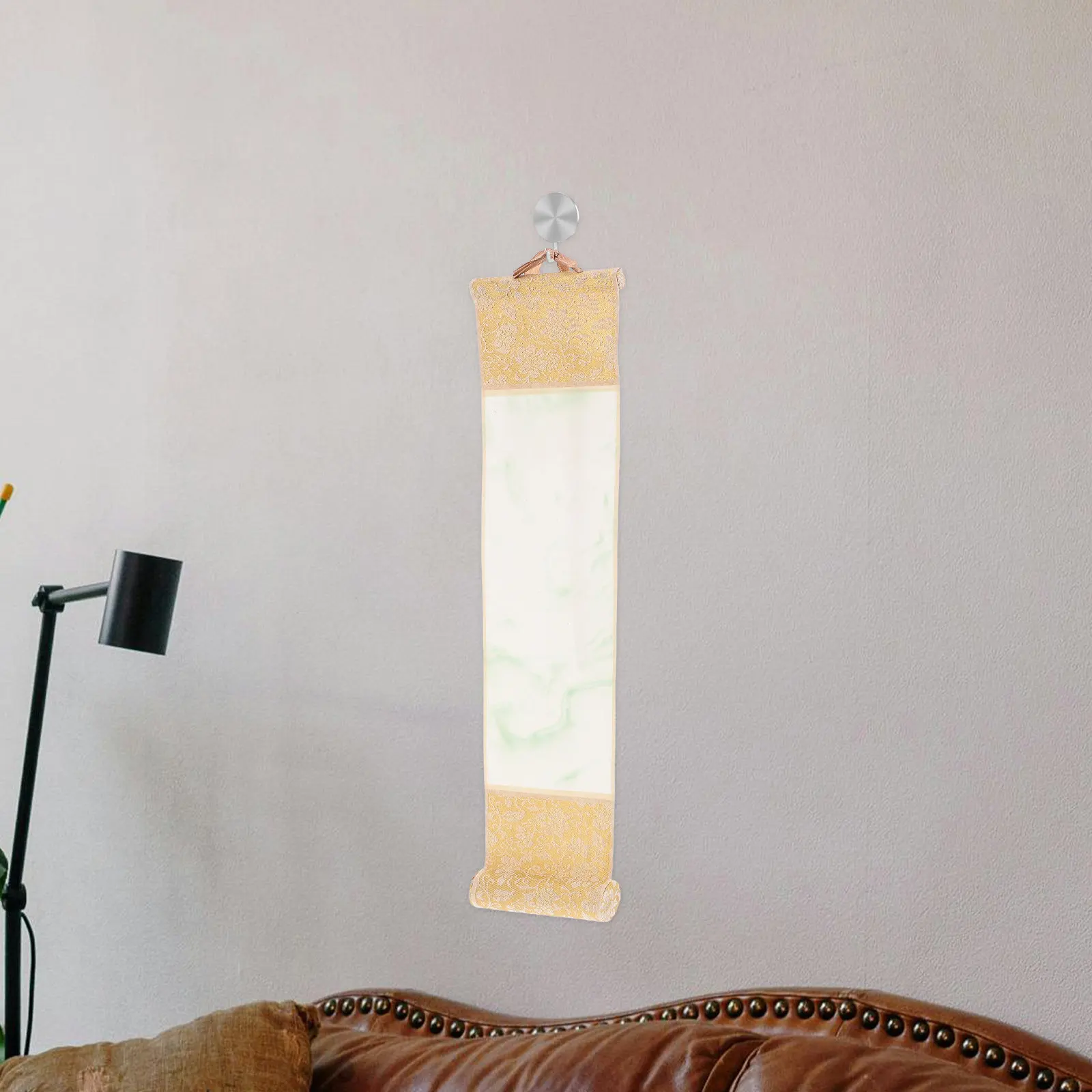 Vintage Batik Blank Hanging Wall Scroll Semi Raw Chinese Calligraphy Painting Paper Gilded Vertical Calligraphy Drawing