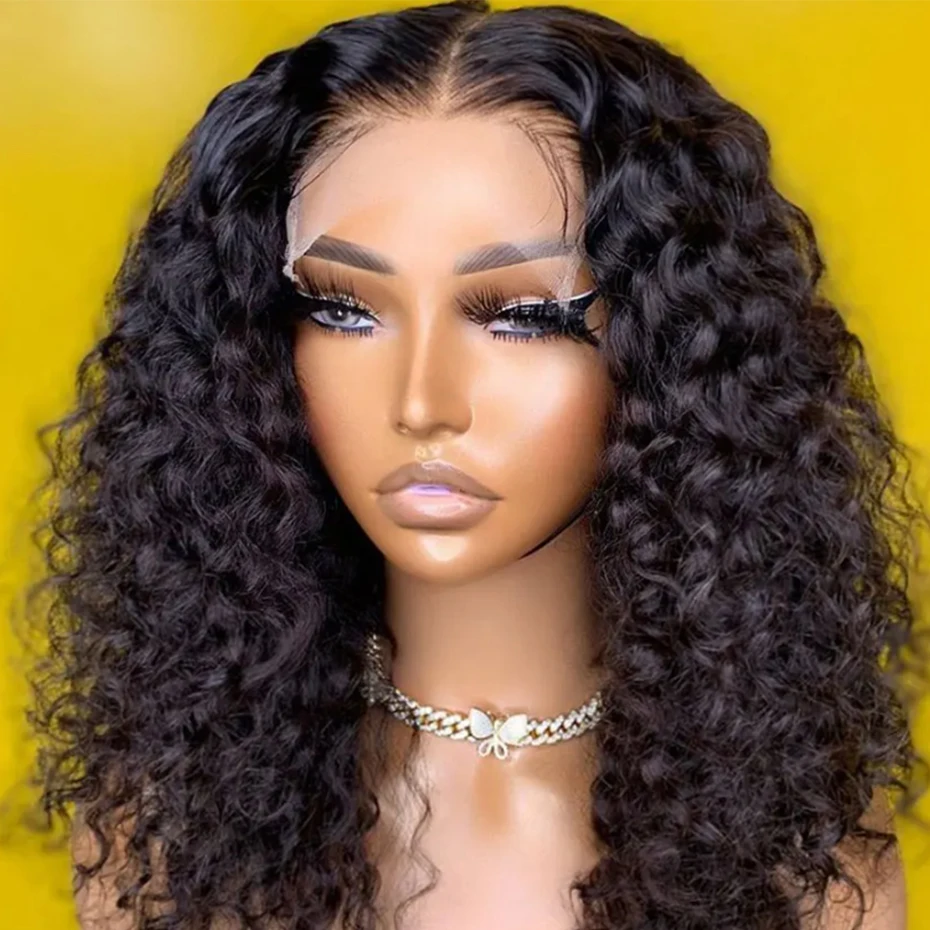 Miniask 32 34 Inch Kinky Curly Wig 4X4 Transparent Lace Closure Wig 13X4 Transparent Lace Jerry Curly Human Hair Wig On Sale