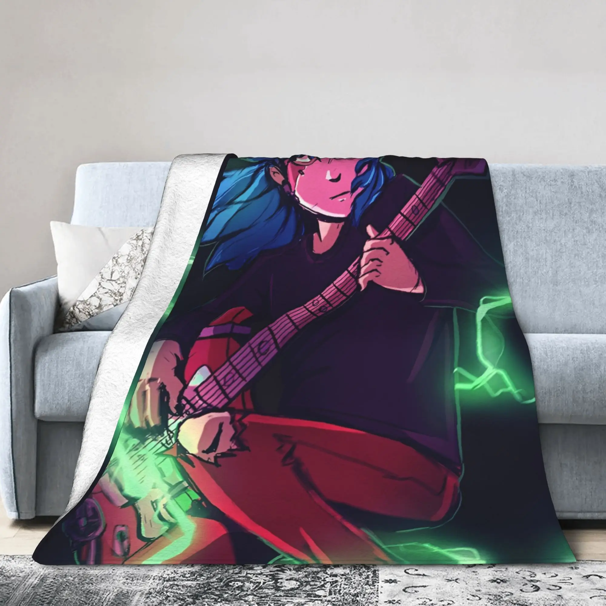 Sally Face Sal Fisher SF Guitar Blanket Cover Velvet Game Gothic Lightweight Throw Blanket for Car Quilt Multi-function
