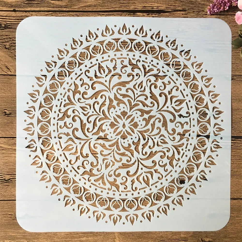 1Pcs Mandala Wheel Round Square DIY Layering Stencils Painting Scrapbook Coloring Embossing Album Decorative Template