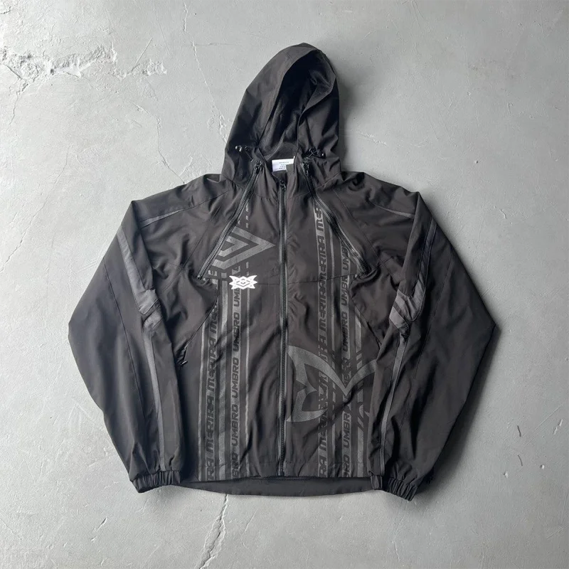 Outdoor Sport Windbreaker - ใหม่มีร์เทรโค้ทสีดำน้ำหนักเบากันน้ำเสื้อกันลมลายพิมพ์ซิปแจ็คเก็ตผู้ชายแฟชั่นสตรีชุดกีฬา