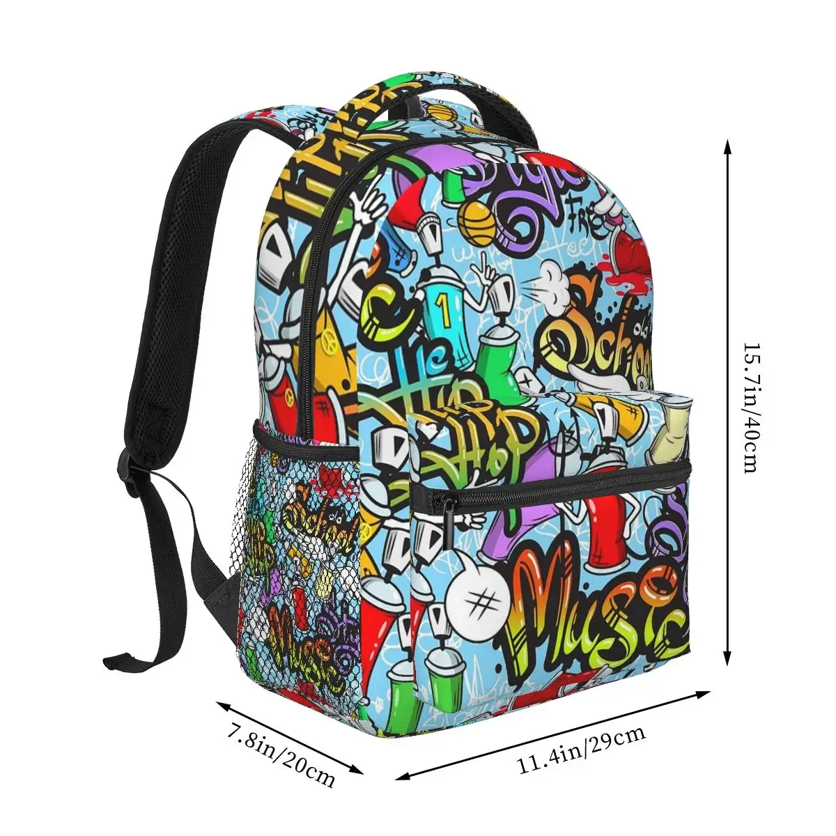 Hip Hop Music Graffiti Backpacks Boys Girls Bookbag Children School Bags Cartoon Laptop Rucksack Shoulder Bag Large Capacity