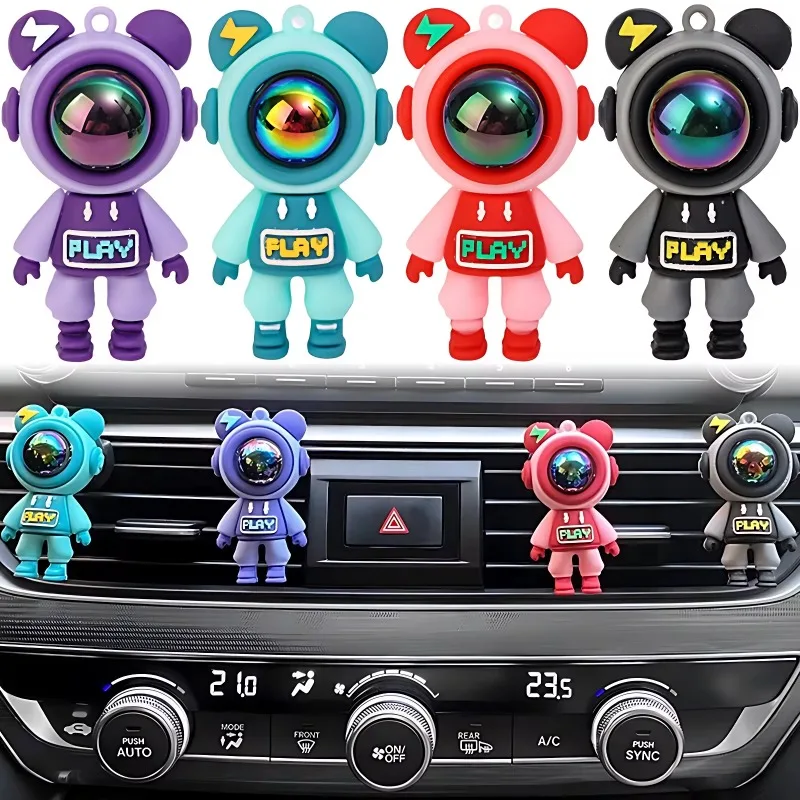 Cute Funny Cartoon Car Air Freshener Ornaments Decoration Complete Auto Vent Clips Fragrance Astronaut Figurines Accessories