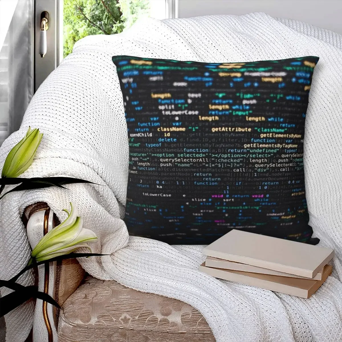 Software Developer Programming Code On Black Background Pillowcase Cushion Comfort Throw Pillow Sofa Decorative Cushions Used