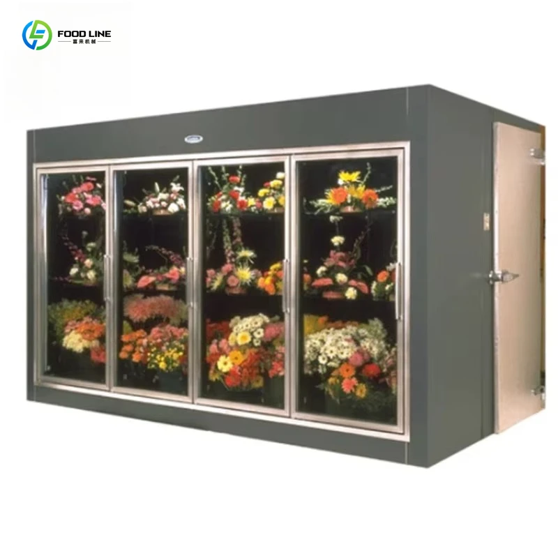 Customized Walk-in Cooler for Flower Shop, 10 Glass Doors, Easy-to-Operate Refrigerator Featuring High-Performance Compressor