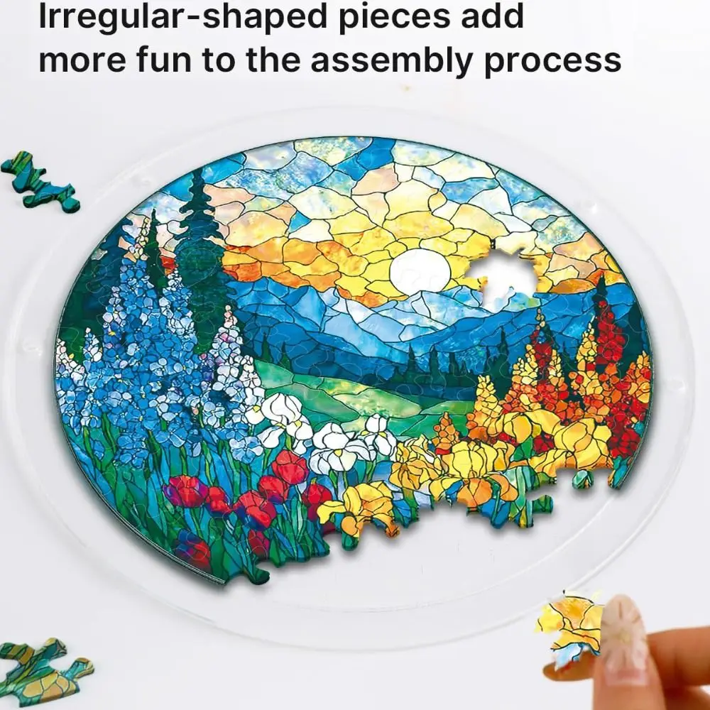 83 Pieces Acrylic Puzzle Suncatcher High-Transparency Acrylic UV Printed Window Hanging Decor Metal Chain Easy Assembly