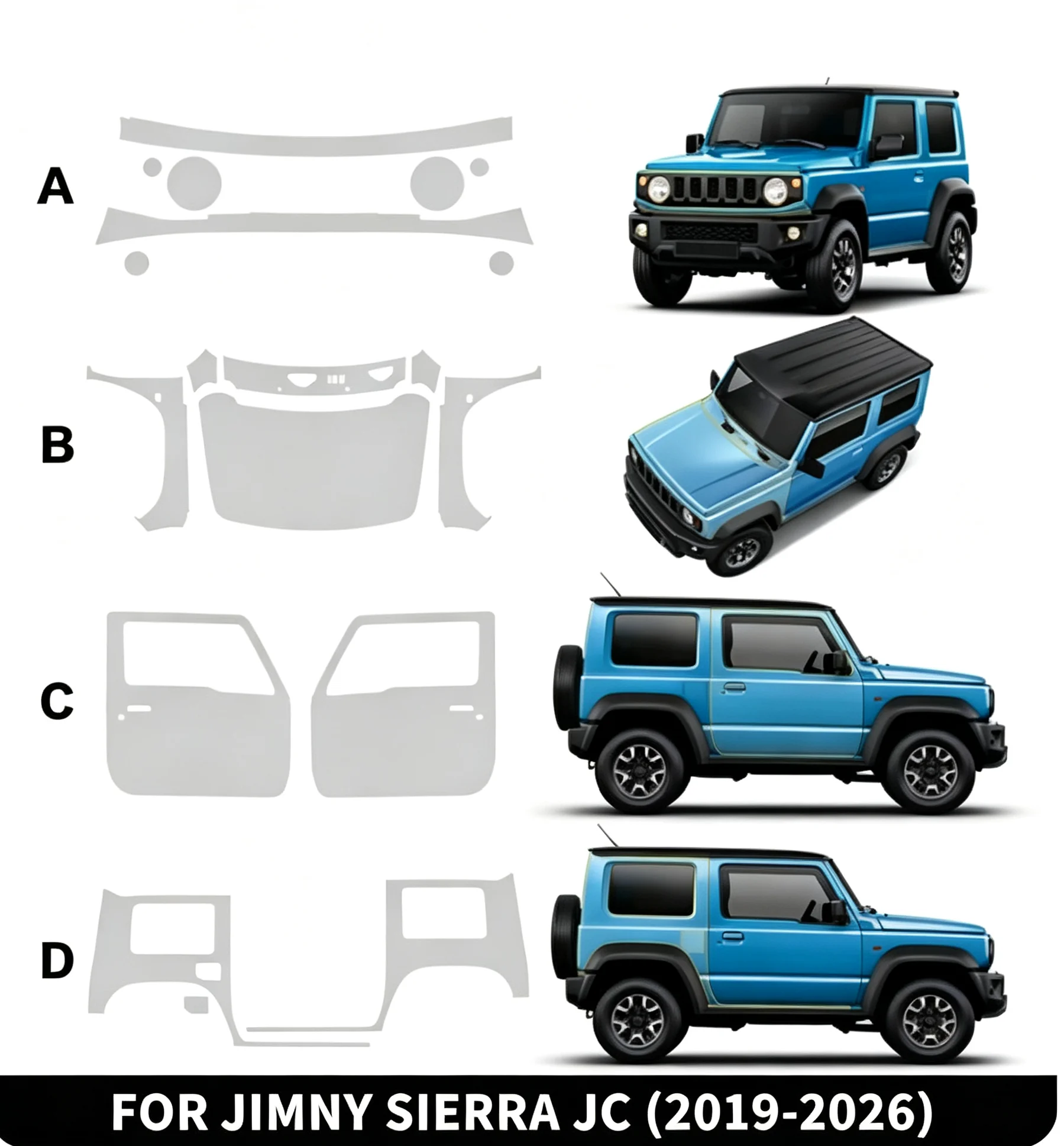 For Suzuki Jimny Sierra JC 2019 2020-2025 TPU Paint Protection Film Sticker Anti-scratch Protective Transparent PPF Accessories