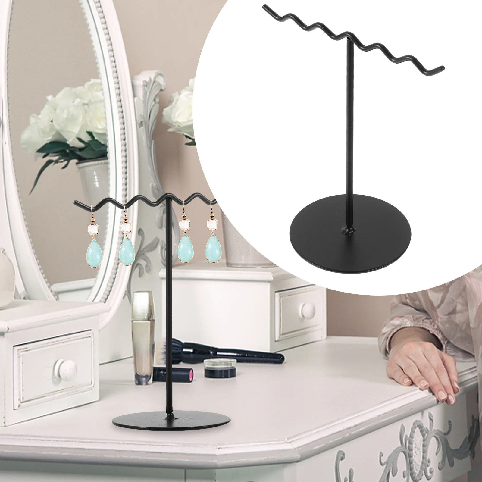 

Earring Display Stand Jewelry Holder Girls Hanger Necklace Rack Wrought Iron Bracelets Holders Miss