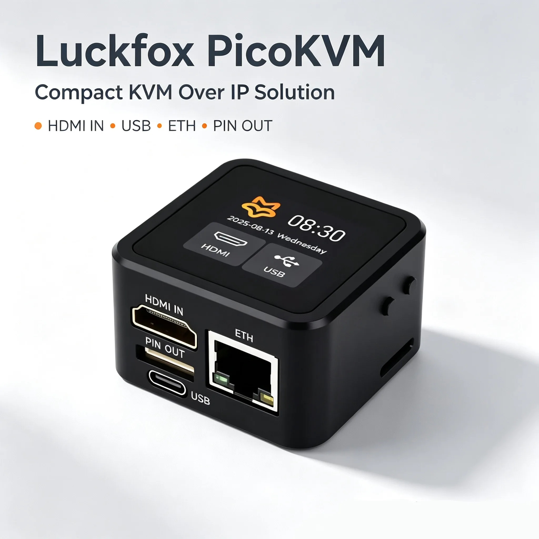 Waveshare Luckfox PicoKVM Lightweight IP KVM Remote Management, Supports 1920 × 1080@60fps Video Input And Signal