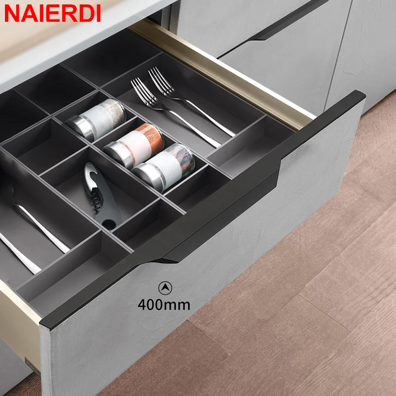 NAIERDI Modern Concealed Cabinet Handle Finger Edge Pull Recessed Furniture Handle for Kitchen Cabinet Wardrobe Drawer Cupboard