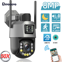 XMEYE 4K 8MP IP Camera WiFi 50X Zoom Outdoor Dual Lens Dual Screens PTZ Cameras Human Detection Security Video Surveillance Cam