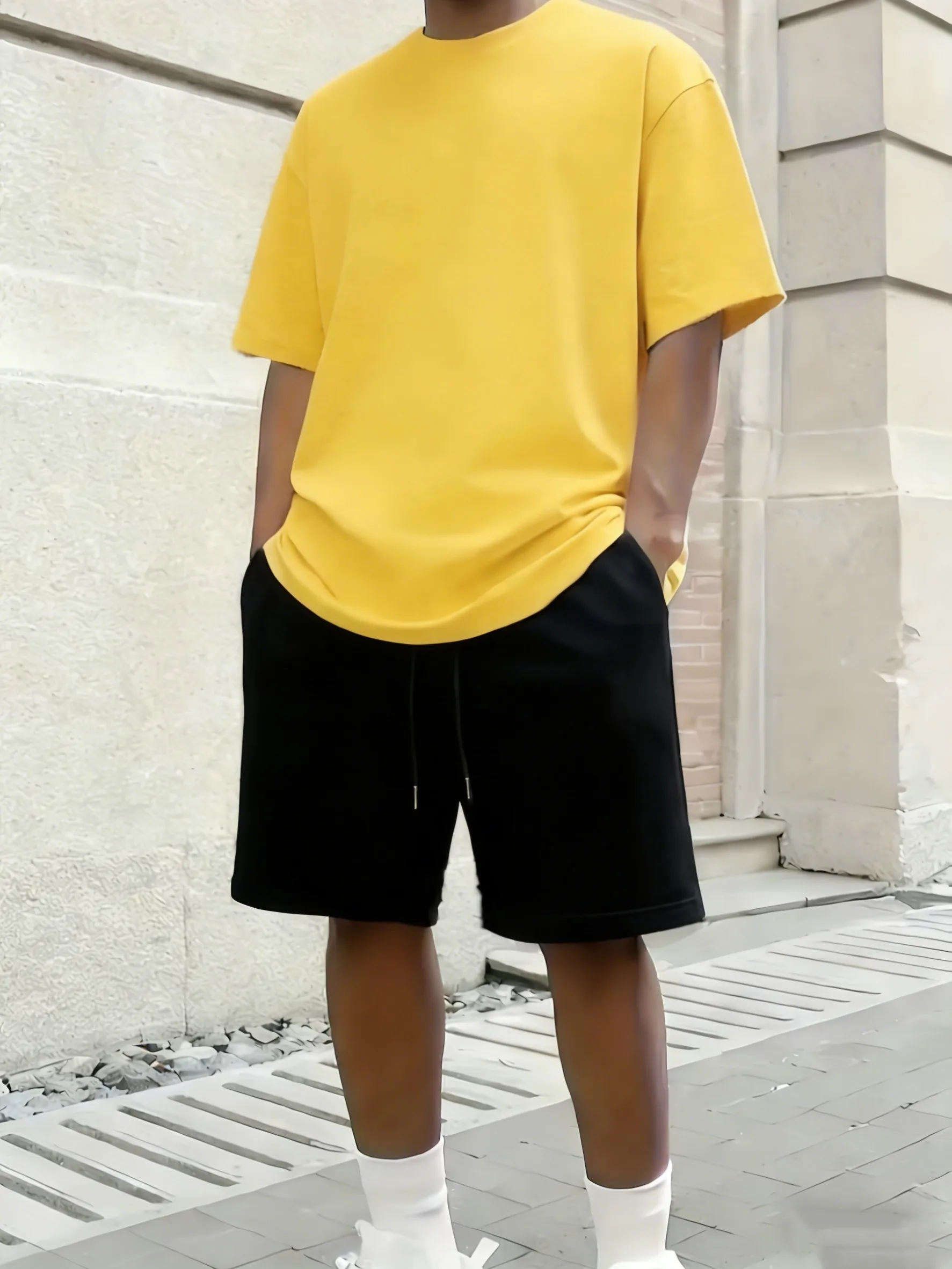 

Summer Cotton Fashion Tee Shirts Suits Mens Stretch Casual Basics Short Pants Office Beach Swimming Trunks Street Youth Tops