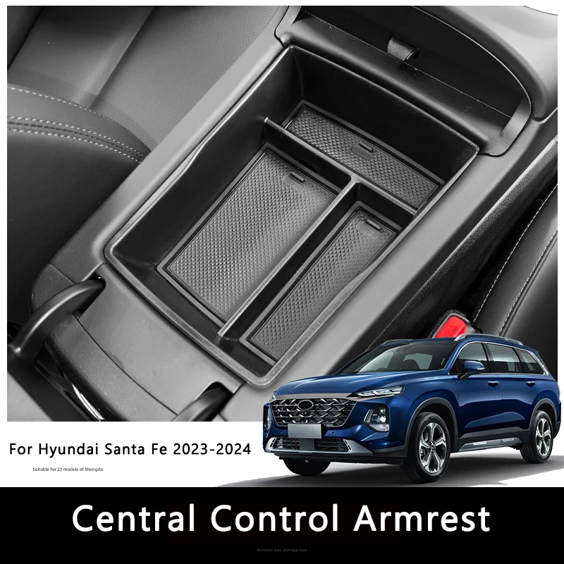 

For Hyundai Santa Fe 2023-2024 Central Control Armrest Box Storage Box PVC ABS Material Car Interior Accessory