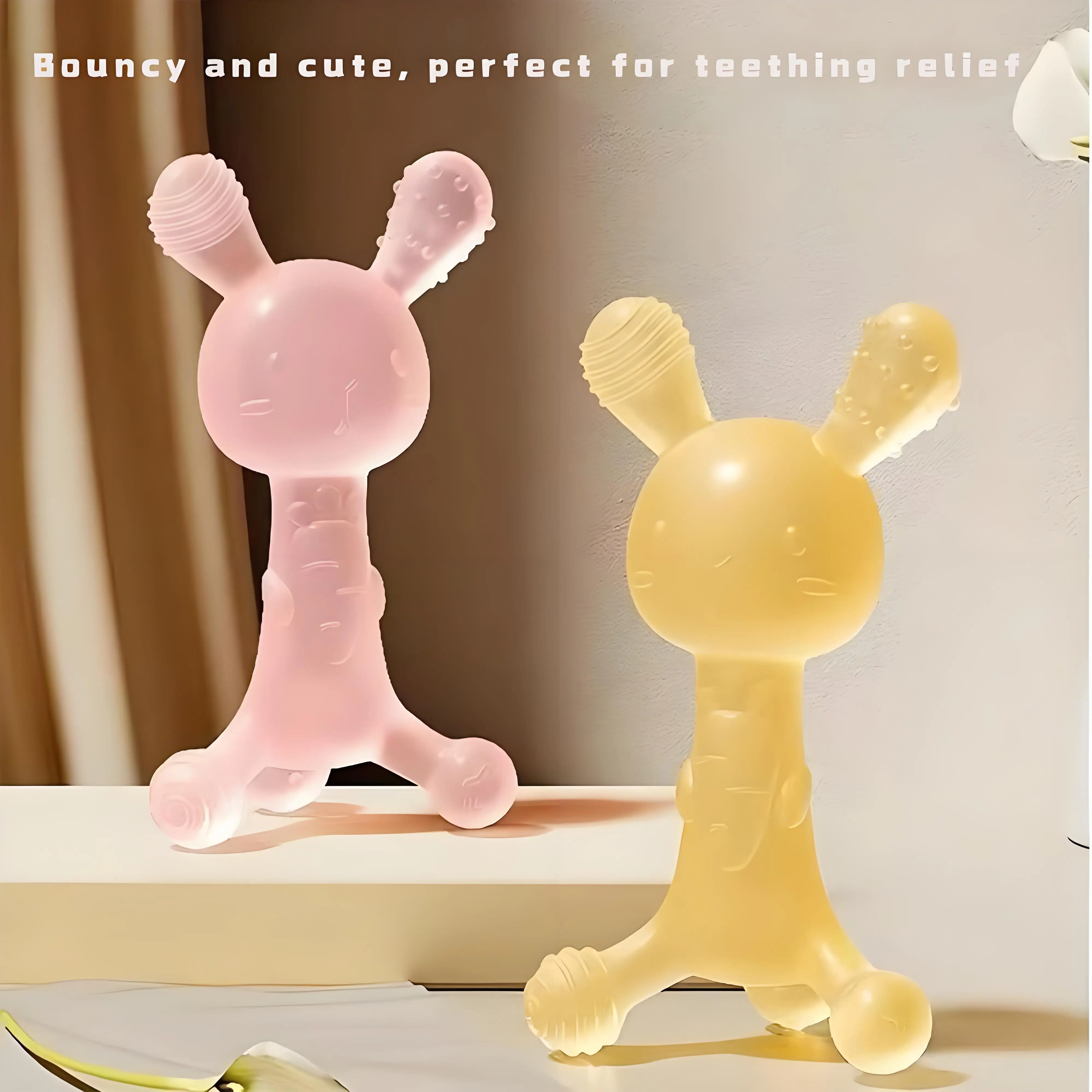 

1 шт., прорезыватель для милых кроликов, изготовлен из пищевого силикона, подходит для детских тренировочных зубов, подарков на вечеринку, подарков на день рождения