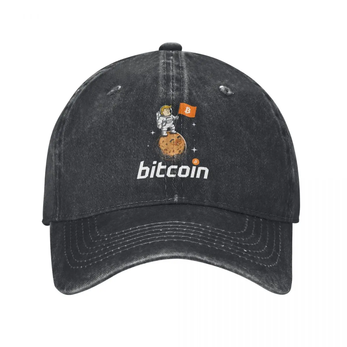 Trump Bitcoin To The Moon Landing Donald Pump Baseball Caps Retro Distressed Denim Snapback Cap Men Women Hats Cap