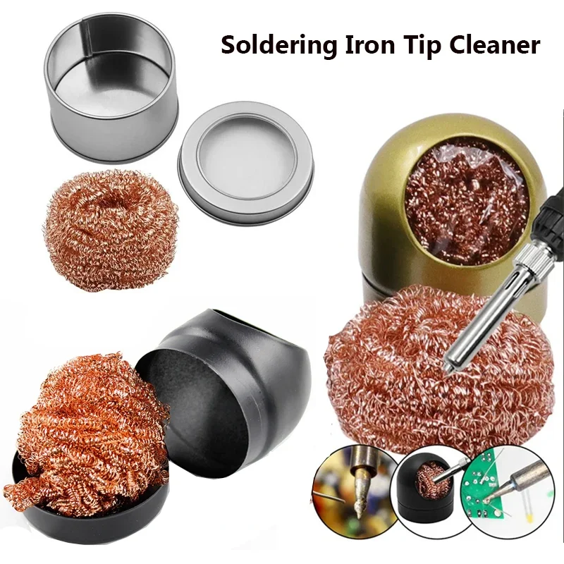 Desoldering Cleaning Ball Soldering Iron Net Soldering Iron Tip Cleaner Coppers Wire Cleaning Ball Metal Slag Box Cleaning Ball