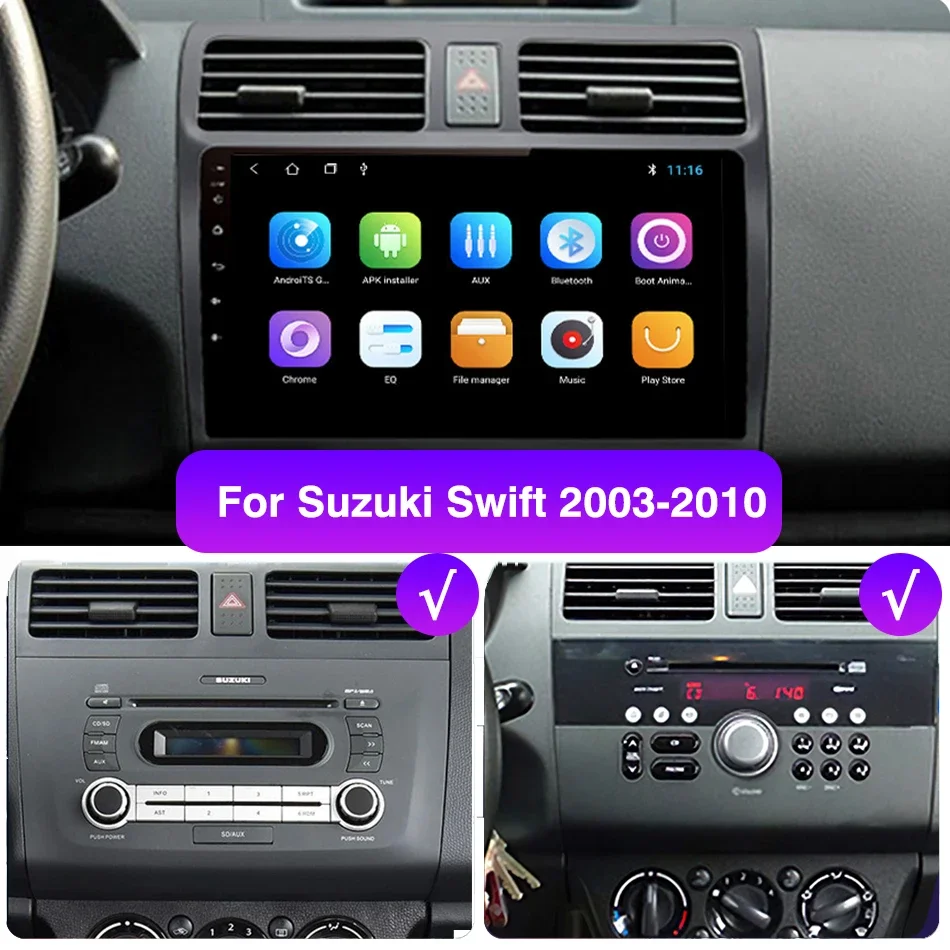 2din Android 10 Car Radio Multimedia Player Carplay Auto GPS Navigation DSP RDS BT NO DVD For Suzuki Swift 2003 2004 2005- 2010