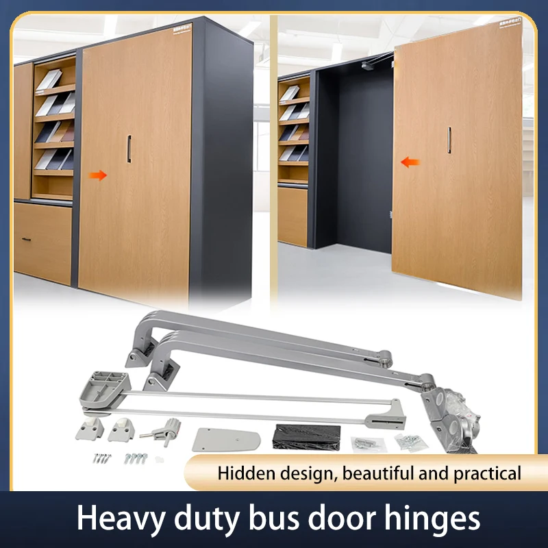 Heavy Duty Bus Door Hinge Concealed Flush Mount Soft Closing Damping Quiet Hardware For Wood Door Wardrobe Cabinet Cupboard