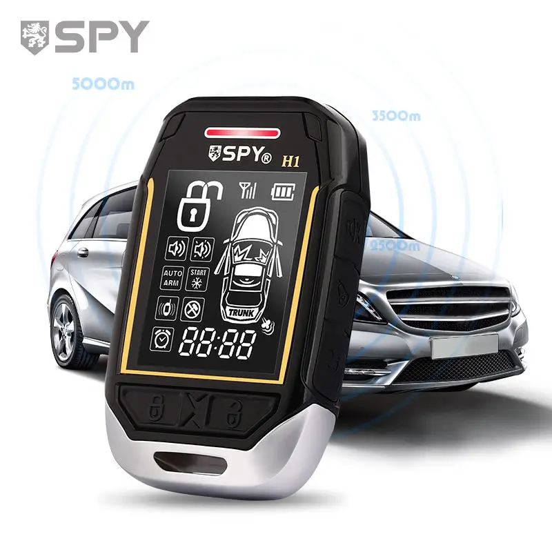 

SPY Two Way Car Alarm System Full Set Immobilization Remote Starter Keyless Entry Automotive Smart Start Stop Button Lock Kit